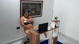 secretary says, 'i'm so horny, time to masturbate in the office'