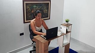 secretary says, 'i'm so horny, time to masturbate in the office'