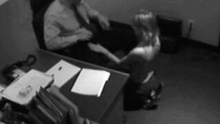 Hidden cam business meeting with blonde voyeur