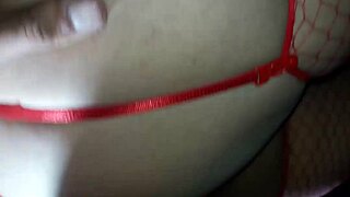 I tie her and fuck her hard in fishnet stockings.