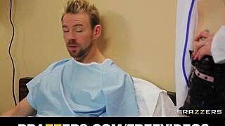 sexy doctor in fishnets strips for patient checkup