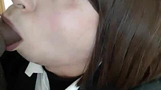 Amateur Asian shemale Yurika gives blowjob in crossdressing