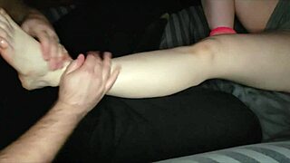 step-sister trades foot massage for cumshot.
