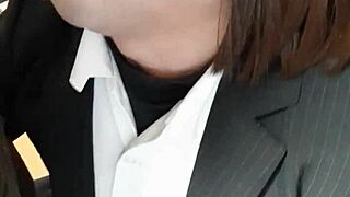 Amateur Asian shemale Yurika gives blowjob in crossdressing