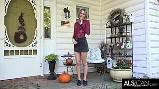 slender cutie chats on camera while fingering herself outside in hot solo action by the park