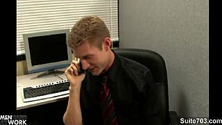 Sinfully gay man performs oral sex in office