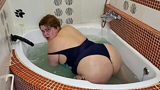 huge ass bbw cutie enjoying oil and foam massage.