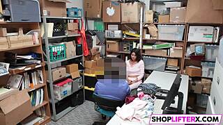 Teen 18+ Shoplifter Caught Chewing On Burglar's Monster Cock At Work