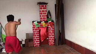 Ebony Hairless Babe Gives Oral To Stepbrother During House Cleaning, Leading To Fucking And Orgasm