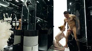 My stepbrother couldn't hold back and finished inside my tight pussy