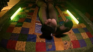 do you see sensual soles perfect feet peeking through fishnet pantyhose in stockings fetish?