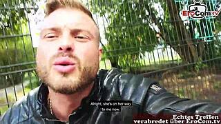 this tattooed german blonde is fucking publicly in the park during their sex meetup