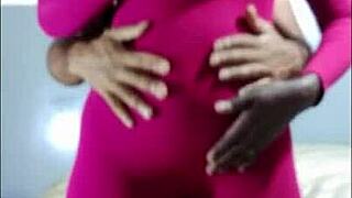 Black girl worships her huge ass with cum