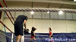 Wow, European lesbians wrestle hard with strapon action!