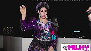 milf caught dancing as cachera bitch in public spot