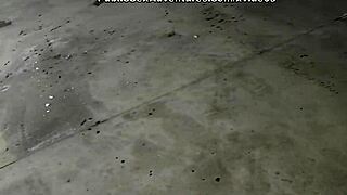 redhead with innocent face gets naughty in public toilet.