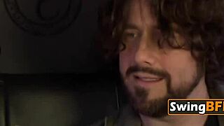 Hot swinger babes get completely drenched in sticky cum.