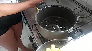 Sarah Rosa Cooks Sexy Banana Farofa in Lingerie