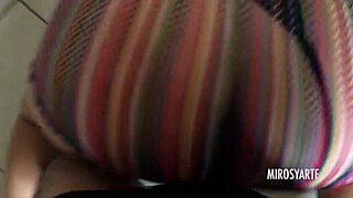 Miroslava in red dress bends over for spanking and wet pussy fucking.