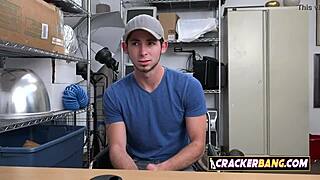 Rim job at the job interview for gay jock