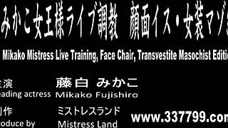 Japanese dominatrix Mikako tramples face and plays wax on masochist man!