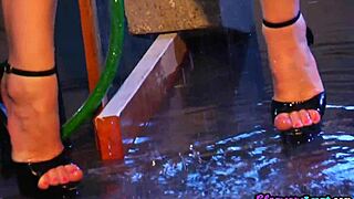 Glamorous Pawg With Tattoos And Piercings Showers In Heels Before Facesitting, Giving Oral, And Riding Doggystyle In A Steamy Bath Scene.