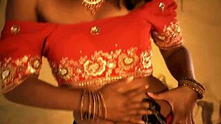 this brunette bollywood girl does a sensual striptease for her lover