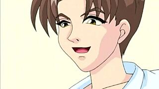 Anime teen in rough tight scene.