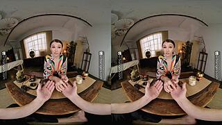 Horny Maya Woulfe bangs in VR massage.