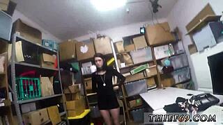 The police suspect in uniform gets caught red-handed by the store associate.