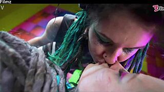 Tattooed alien girls went wild with anal squirt using big strap-ons and toys