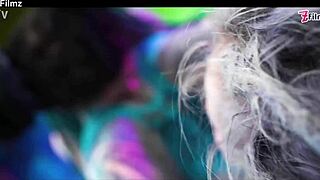 Tattooed alien girls went wild with anal squirt using big strap-ons and toys