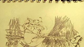 Parody blowjob scene with fuck doll action