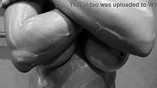 girlfriend's tits and pussy caught in wet bath reality