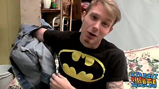 tattooed gay thug masturbates his small cock solo in a cumshot scene