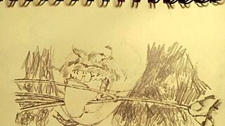 Parody blowjob scene with fuck doll action