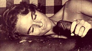 Vintage scene with white cock and black pussy in interracial action