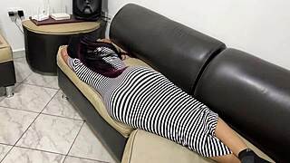 A beautiful stepdaughter tries to seduce her stepfather in an elegant and rather sexual clothing and killer curves