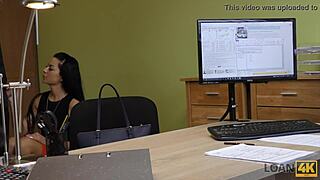 I trembled with desire as that sexy brunette bent over for doggystyle fucking in the office, ready for anything