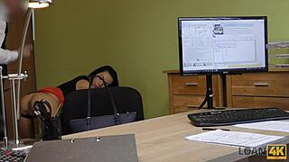 I trembled with desire as that sexy brunette bent over for doggystyle fucking in the office, ready for anything