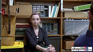 Petite blonde teen caught on hidden cam by policeman for rough banging