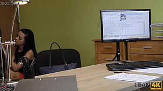 I trembled with desire as that sexy brunette bent over for doggystyle fucking in the office, ready for anything