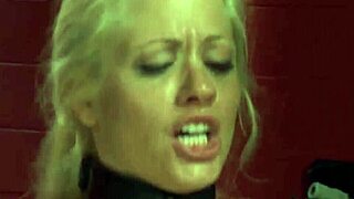 hey, check this slave in leather getting anal with a busty blonde in a wild 3some gagging session