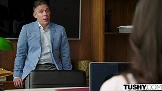 Tushy Anal-Loving College Brunette Seduces Her Professor for Doggy Fun.