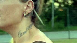 blonde shows pussy in market, fucks manager in stockroom