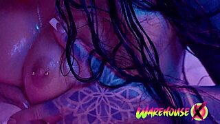 inked babe fingers tight pussy in bathtub