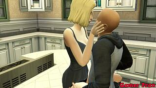 Anime Ecchi Cap 1: Maestro Roshi Obsessed with Number 18, Seduces Her in Kitchen for Wild Action