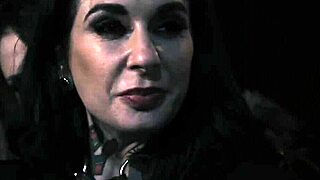 Submissive goth bitches take turns riding a monster cock in a hardcore group session.