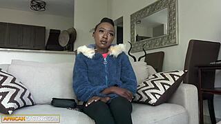 yo, shy black babe with bubble butt busted by boss! 😳