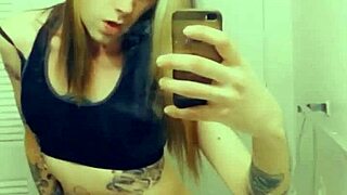 hot tranny groping her small clitty in panties